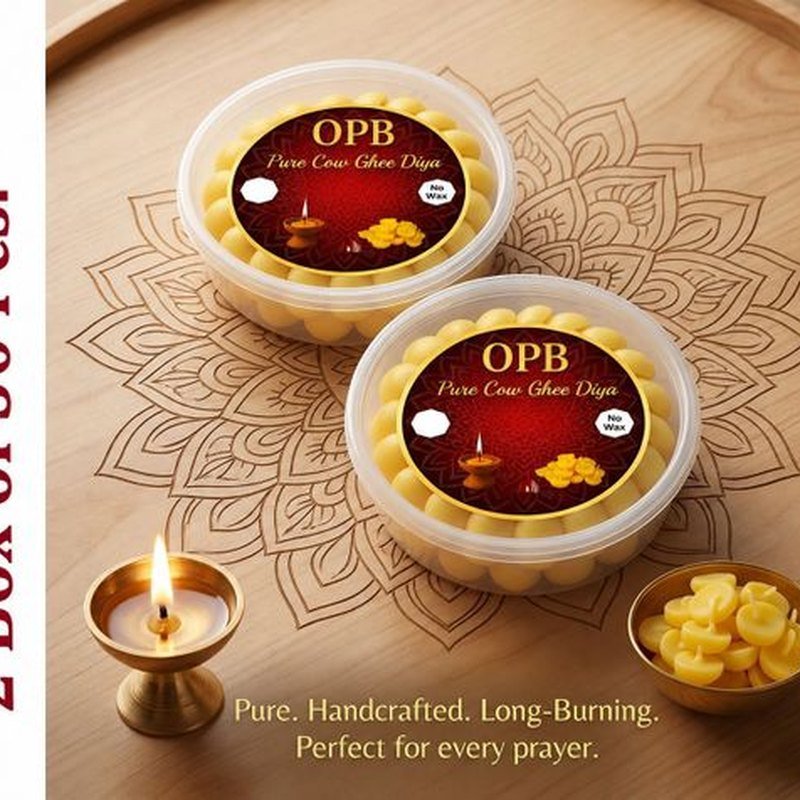 Pure Cow Ghee Ready-to-Light Pooja Diya Batti Wicks (Aromatic Box of 30)