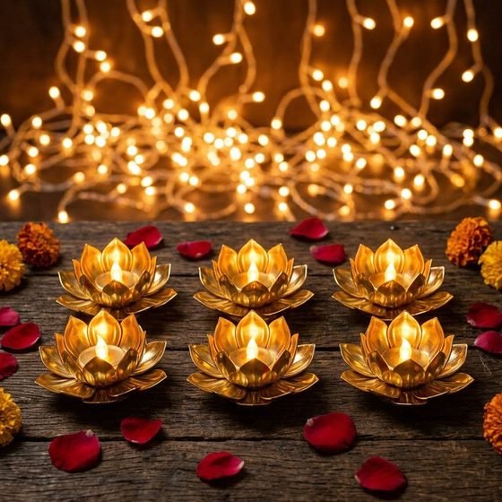 Floating LED Lotus Diyas (Set of 6)